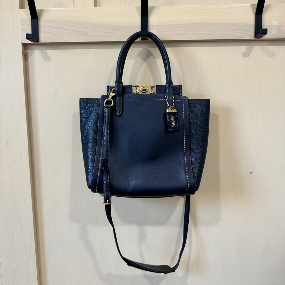 Coach Troupe Black Leather Classic Tote Bag - Picture 2 of 8